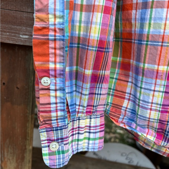 Ralph Lauren Shirt Mens Size L Orange Plaid Slim Fit Cotton Button - Picture 7 of 13